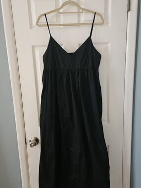 Quince Black Maxi Dress with Spaghetti Straps 100% Organic Cotton